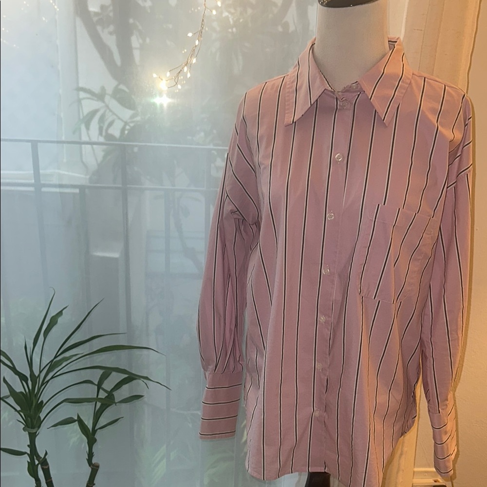 Striped Pink Button-Up Shirt